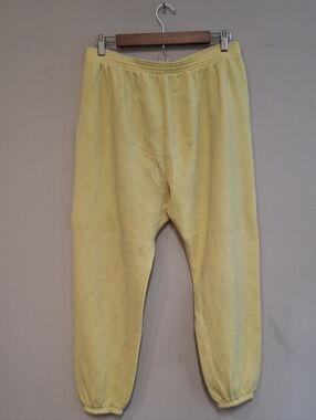 Vintage Butter Yellow Sweat Pants VTG Jogger Elastic Waist Y2K 90s